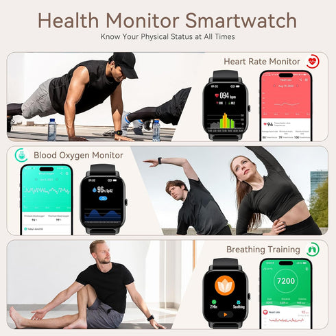 Smart Watches for Men Women(Answer/Make Calls) 1.96” HD Big Screen Smart Watch 100+ Sports Mode Fitness Watch with Heart Rate Sleep Monitor IP68 W...