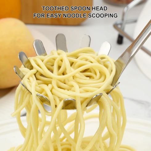 Pleafind Spaghetti Spoon, One-Piece Stainless Steel Pasta Spoon, 13-Inch Comfort Grip Design Pasta Scoop, Spaghetti Strainer with Teeth, Silver Pa...