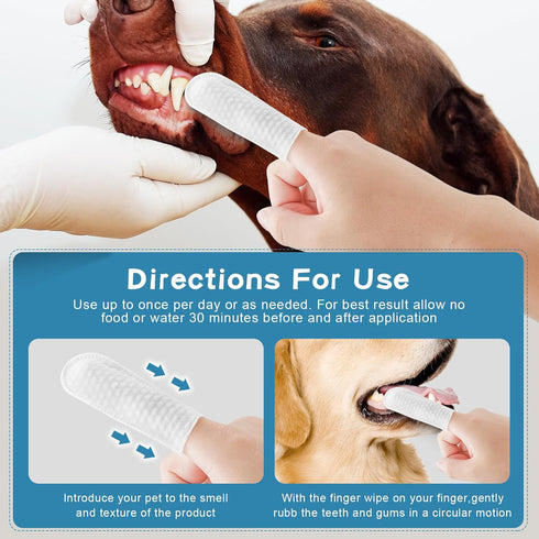 Dog Teeth Cleaning Wipes Nature Pet Dental Finger Wipes for Dogs Cats Remove Bad Breath,Reduce Plaque and Tartar Buildup Disposable Gentle Pet Den...