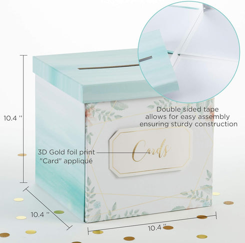 Kate Aspen Geometric Floral Wedding Card Box, Money Box, Wedding Decorations For Reception - Also Perfect for Baby Showers, Birthdays, Graduation...