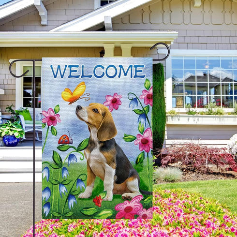 Welcome Dog Garden Flag Vertical Double Sided Burlap Flower Summer Yard Outdoor Decor Home Decor (12.5 x 18, Welcome Dog)...