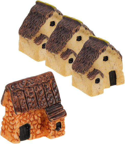 WINOMO 4PCS Miniature Gardening Landscape Micro Village Stone Houses Thumbnail House Thatched Huts DIY Bonsai Terrarium Crafts Desk Ornaments Acce...