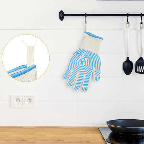 BBQ Gloves, Oven Gloves 1472? Extreme Heat Resistant, Grilling Gloves Silicone Non-Slip Oven Mitts, Kitchen Gloves for BBQ, Grilling, Cooking, Bak...