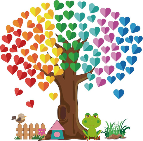 Classroom Tree Bulletin Board Decorations, Hearts Bulletin Board Tree Cutouts Set, Welcome Classroom Bulletin Tree Wall Decors for Nursery Element...