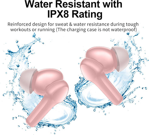 Wireless Earbuds,Bluetooth 5.3 Ear buds Immersive Sound Hi-Fi Stereo IPX8 Waterproof Headsets Premium Deep Bass Headphones with 4 Mics Call Noise ...