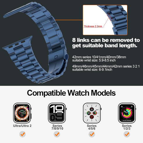 iiteeology Lightweight Stainless Steel Band Designed for Apple Watch Ultra 2 & Ultra, Series 1-10, 46mm, 45mm, 44mm, 42mm, Replacement iWatch Band...