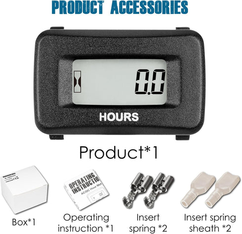 Runleader Digital Maintenance Hour Meter,AC/DC 5V to 277V for Garden Tractor Generator Scooter Club Car Forklift Leaf Trimmer etc.(1)...