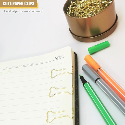 Paper Clips, 2 * 100 Pcs Cute Dog Bone Shaped Paper Clips with Tin Box, Fun Personalized Office Supplies, Documents Organizer and Bookmark, School...