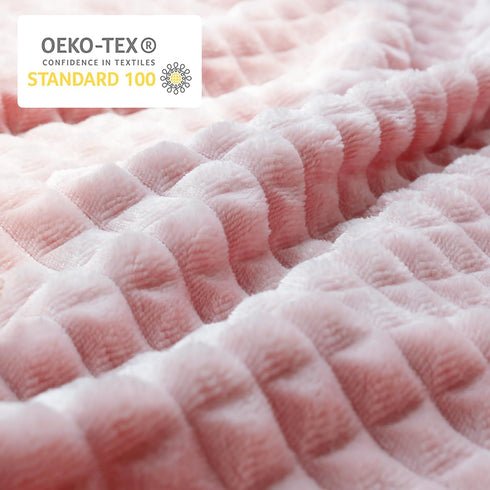 HOMRITAR Baby Blanket for Girls Super Soft Fuzzy Cozy Warm Toddler Blanket with 3D Jacquard Square Grid Design, Lightweight Flannel Bed Blanket fo...