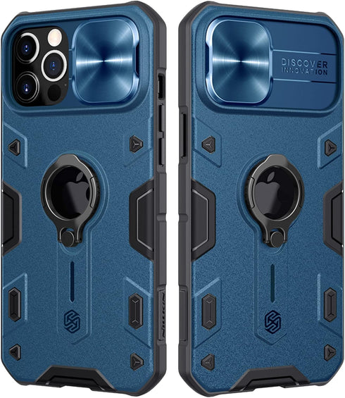 CloudValley for iPhone 12 Pro Max Case with Camera Cover & Kickstand, Slide Lens Protection + 360° Rotate Ring Stand, Impact-Resistant, Shockproof...