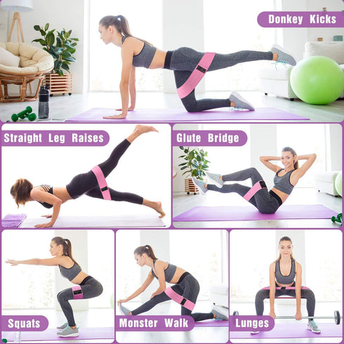 3 Levels Fabric Resistance Bands Set, Booty Bands for Working Out, Exercise Bands for Legs and Butt, Fitness Loop Bands for Women and Men, Non-Sli...