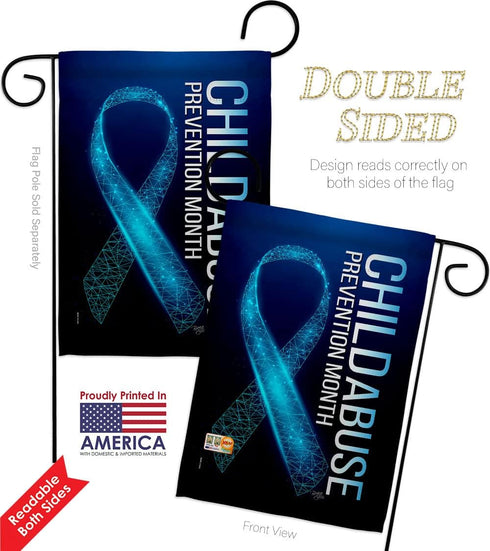 Breeze Decor Prevention Child Abuse Garden Flag 2pcs Pack Support Awareness Inspirational Survivor Ribbon Cancer Autism Breast BLM House Decoratio...