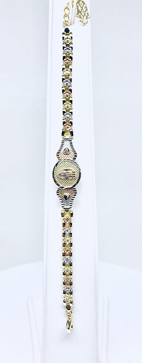 Fran & Co. Virgin Mary Bracelet Virgen De Guadalupe Pulsera Tres Colores Oro Laminado 8“...