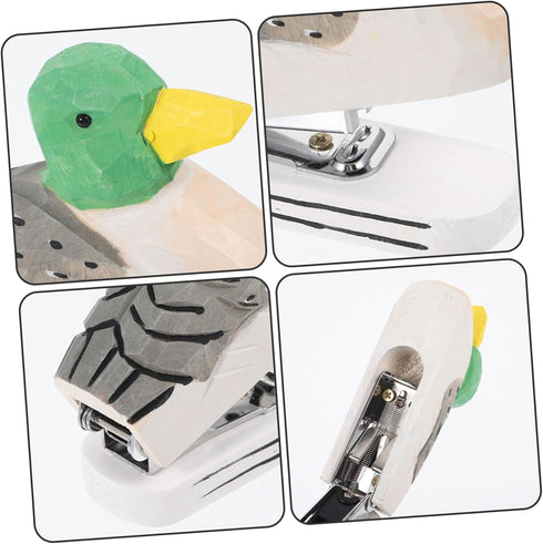 MAGICLULU Mini Desktop Stapler Funny Stationery Carved Wooden Stapler Paper Fasteners Stapler Paper Stapling Tool Ducks Animal Stapler Decorative ...