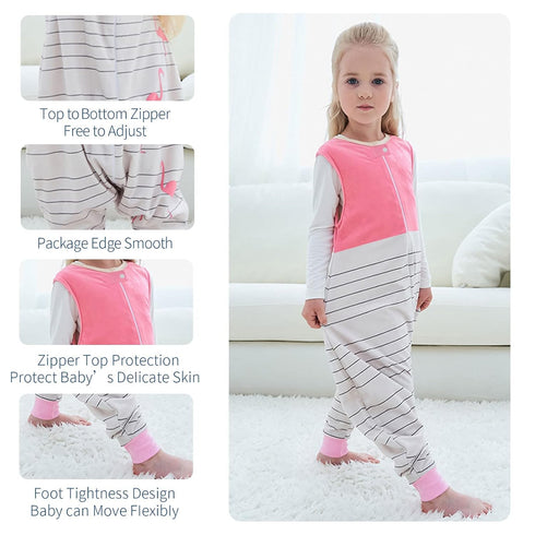 MICHLEY Toddler Sleeping Sack with Feet Newborn Infant Sleeveless Sleeping Bag 2-way Zipper Baby Wearable Blanket for Walkers,Pink Bird,1-3T...