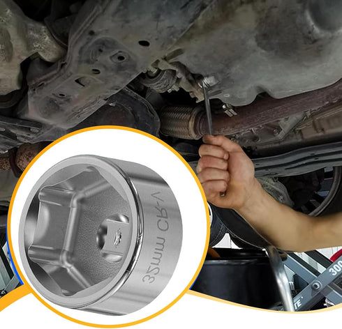 Pack-1 Automotive 32mm Cap Filter Wrench, Special Disassembly Tool, 6 Point 3/8" Drive Thin Oil Pan Socket Wrench, Universal 32mm Oil Filter Cap f...