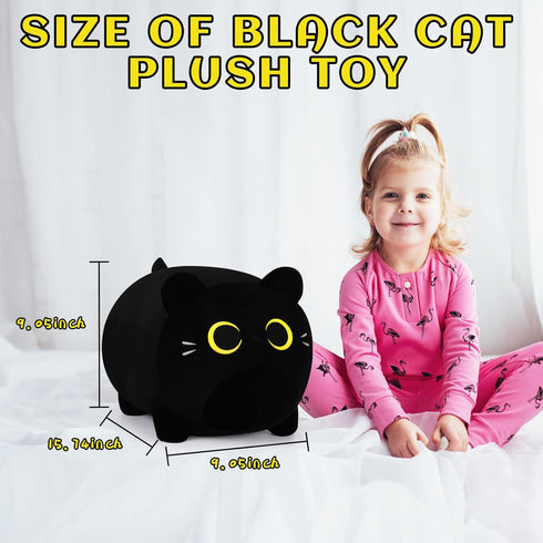 Black Cat Plush Pillows-16'' Black Cat Plushies, Gold Eyes Black Cat Plush, Cat Anime Plush Cute Plush Cat Plushie Stuffed Cat Stuffed Animals, So...
