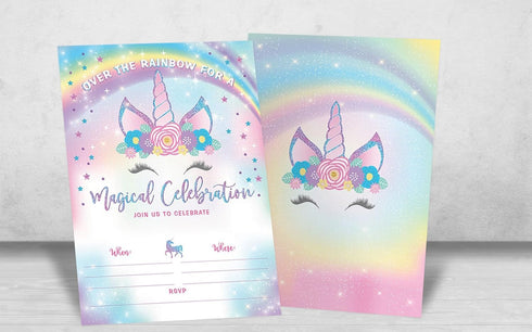 Your Main Event Prints Unicorn Birthday Invitation - Rainbow Unicorn Party Invite - 20 Fill-In Style - Envelopes Not Included...