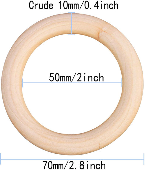 10 Pcs Macrame Wooden Rings 70 mm/2.7inch Unfinished Solid Large Wooden Rings for DIY Craft Pendant Connectors Jewelry Making...