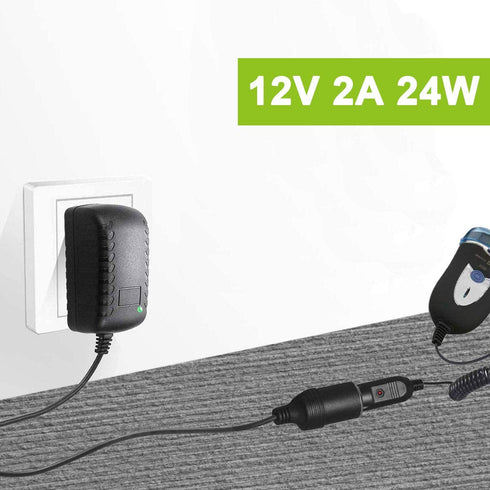 12V Power Supply AC to DC Converter Wall Plug to Car Cigarette Lighter Power Adapter, 110V-240V to 12V Current 2A Max Power 24W Max for Car Shaver...