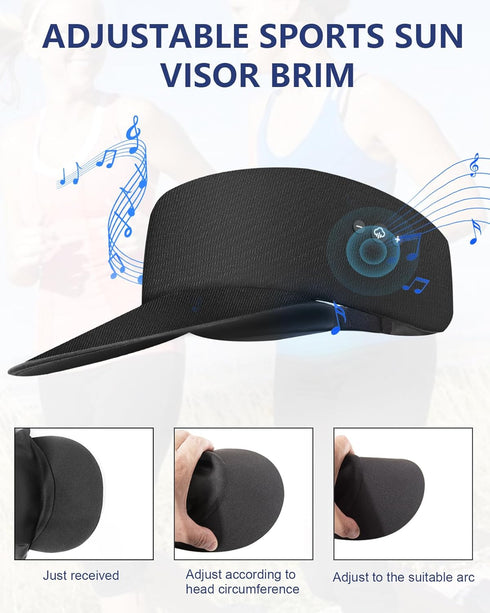 Bluetooth Hat Sun Visor with Bluetooth Headphones, Wireless with Mic for Outdoor Sports Sun Visor is The Tech Gifts for Men/Women/Boys/Girls Black...
