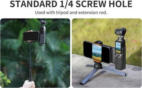 Phone Holder Mount Compatible with DJI OSMO Pocket 3 with 1/4”Thread Screw, Cellphone Microphone Tripod Expansion Mount Extension Adapter for DJI ...