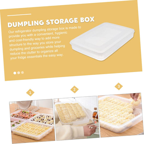 HOMSFOU 2pcs Dumpling Box Containers for Fridge Large Plastic Container Flat Storage Bins Stackable Food Storage Containers Refrigerator Box Dumpl...