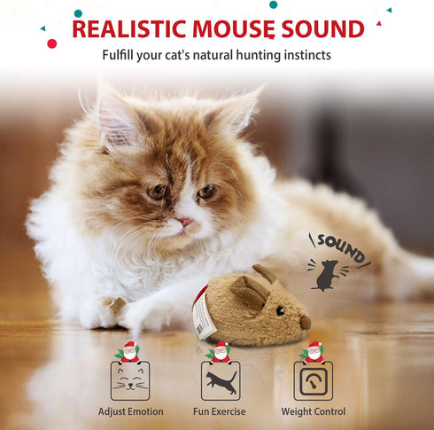 Gigwi Interactive Cat Toy Mouse, Moving Automatic Cat Toys Mice Electronic with Furry Tail, Automatic Squeaky Cat Toys for Kitten Indoor/Outdoor E...