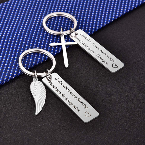 Godparent Gifts from Godchild for Baptism - Christening Gift Fairy Godmother Keychain, Godfather Keychain (Set of 2)...