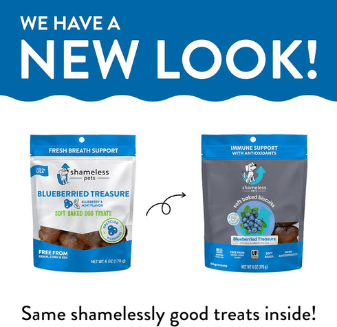 Shameless Pets Soft-Baked Dog Treats, Blueberried Treasure - Natural & Healthy Dog Chews with Mint for Immune Support - Dog Biscuits Baked & Made ...