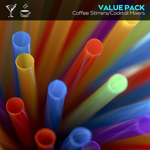 300 Neon Mini Bar Cocktail Straws - Coffee Drink Stirrers, Short Plastic Straws...
