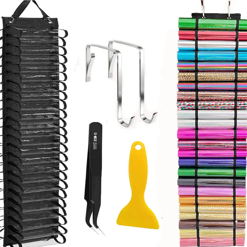 48 Compartments Vinyl Roll Storage, Vinyl Roll Holder Vinyl Organizer, Vinyl Storage Rack Wall Mount/Over The Door for Craft Room Organizers and S...