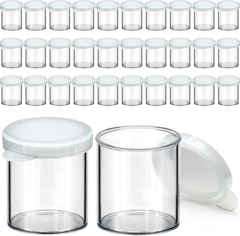 DecorRack 30 Plastic Mini Containers with Lids, 1oz, Craft Storage Containers for Beads, Glitter, Slime, Paint Pots or Seed Storage, Small Clear E...