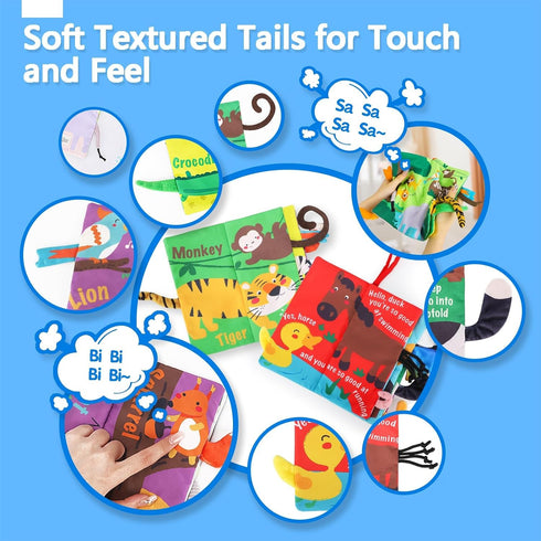 beiens Baby Books 0-6 Months, 2PCS Baby Toys 0-3-6-12-18 Months, Touch Feel Sensory Cloth Crinkle Soft Books, Tummy Time Toys, Infant Newborn Toys...