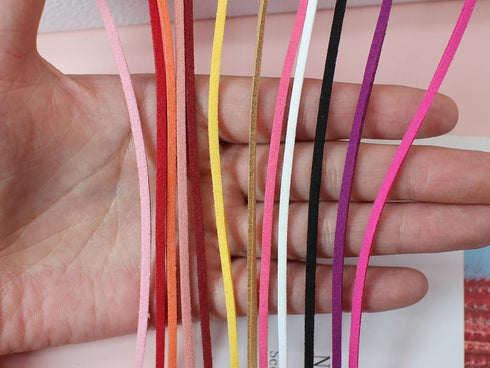 Pamir Tong 12 Rolls Suede Cord String-2.6mm 110 Yards Flat Lace Faux Bracelet Leather String Craft Supplies for Dearm Catcher Supplies-Necklace-Je...