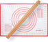 Wood French Rolling Pin for Baking, QUELLANCE Wooden Dough Roller with Silicone Baking Mat, Beech Wood Rolling Pins for Baking Dough, Pizza, Pie, ...