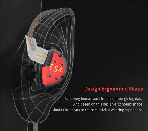 KZ ES4 Wired in Ear Headphones, High Resolution IEM Noise Cancelling KZ Earbuds Ergonomic Comfortable Gaming Earbuds HiFi Bass in Ear Monitor with...