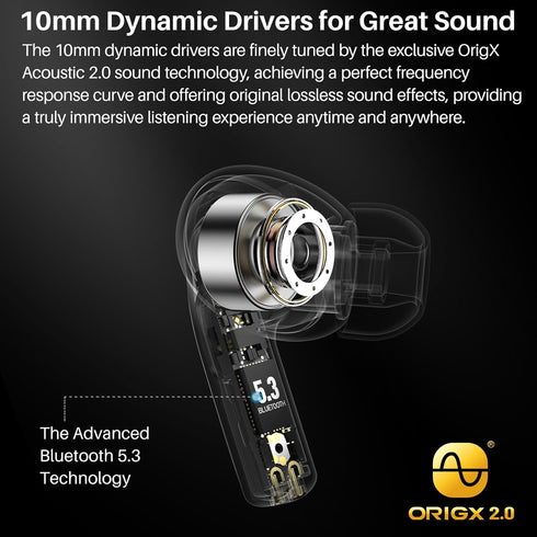 TOZO T20 Wireless Earbuds Bluetooth Headphones 48.5 Hrs Playtime with LED Digital Display, IPX8 Waterproof, Dual Mic Call Noise Cancelling 10mm Br...
