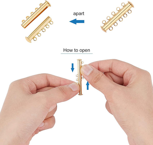 PH PandaHall 10 Sets Slide Clasp Lock, Multi Strand Slide Magnetic Tube Clasps Bracelet Necklace Connectors Layering Clasp for Layered Necklace Br...