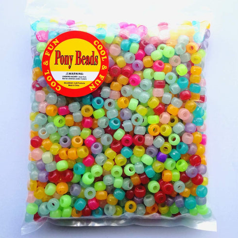 Glow in Dark Color Mixed Pony Beads for Friendship Bracelet Making Size 6x9mm 1000pcs...