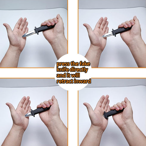 4 Pcs Retractable Knife Prop Fake Dagger Halloween Disappear Blade Trick Fake Knife Plastic Blade for Halloween Fools Day Party Favors...
