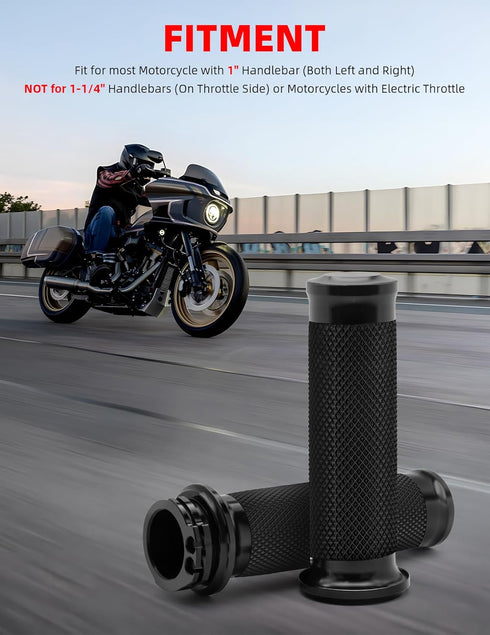 Amazicha Black 1” Motorcycle Hand Grips Handlebar Grips Compatible for Harley Sportster Touring Honda Kawasaki Suzuki Yamaha Bobber Chopper...