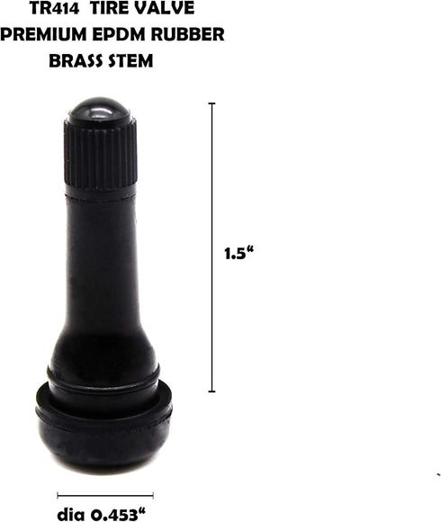 TR414 Rubber Snap-in Tire Valve Stem for Tubeless 0.453 Inch 11.5mm Rim Holes on Standard Vehicle Tires (Set of 4)...