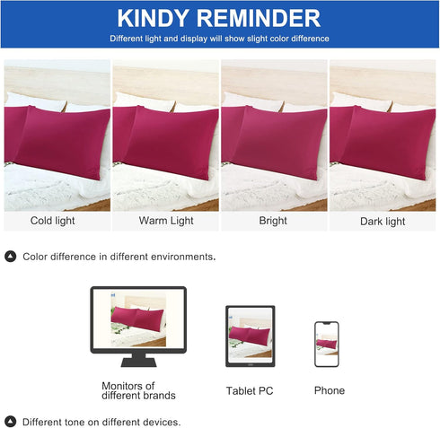 uxcell Pillowcases Weave from 100% Egyptian Cotton, Breathable Soft Pillow Cases with Zipper Closure, 2 Pcs Fuchsia Pillow Covers King Size - 20"x...
