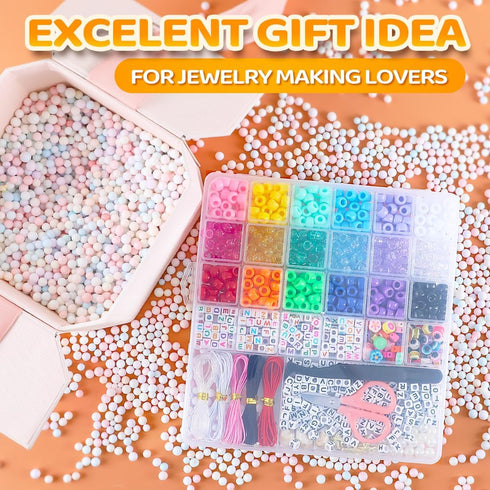 GAGANIU Bracelet Making Kit, Friendship Bracelet Kit Beads for bracelets making Colorful Pony Beads Polymer Clay Beads Charms Letter Beads for jew...