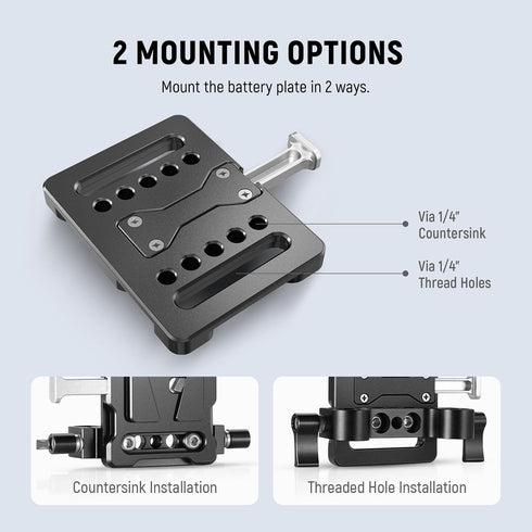 NEEWER Mini V Mount Battery Plate with 1/4" Thread and Quick Release Button, Compatible with FXLION Sony NEEWER V Mount Batteries and 15mm Rod Cla...