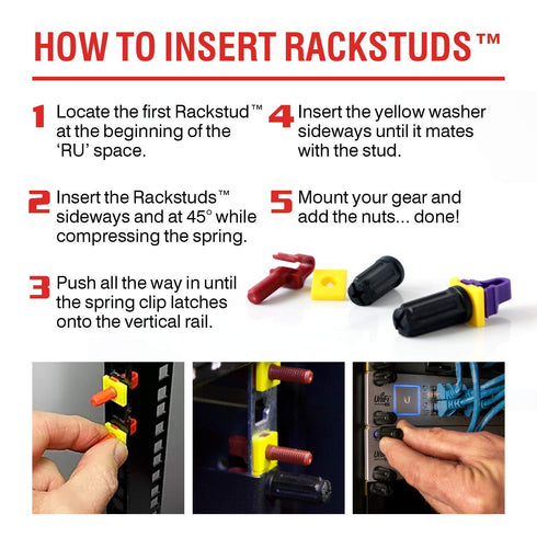 4C Rack Mount Solution II - Rack Screws for Server Rack Rails 19" Square Punched Vertical Rails, Perfect Cage Nut Replacement, Rack Nuts, Rack Stu...
