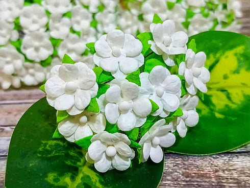 Mini Flowers Mulberry Paper Artificial Craft Scrapbook Wedding Supply Accessory DIY. Small Flower Bouquets, Greeting Cards Decorations. (White)...