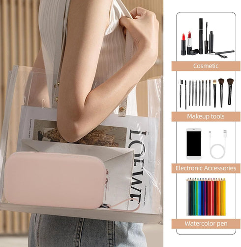 Silicone Makeup Bag - Travel Cosmetic Bags for Women,Waterproof Portable Pouch Toiletry Bag Make up Organizer with Double Zipper...