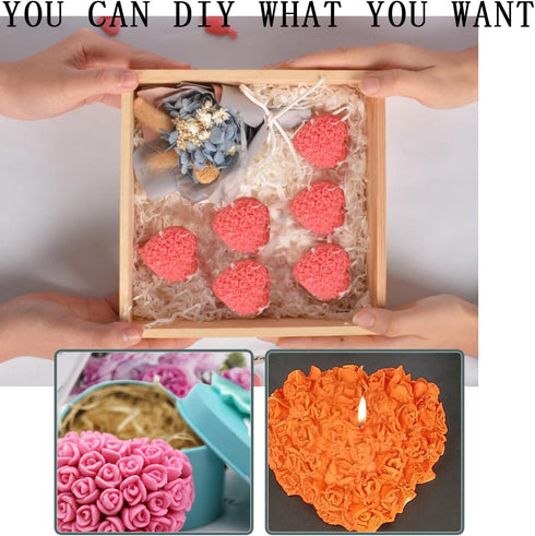 3 Pack Silicone 3D Rose Flower Heart Molds DIY Fondant Sugar Pudding Soap Candle Mould for Wedding Valentine Cake Chocolate Dessert Cookie Mousse ...
